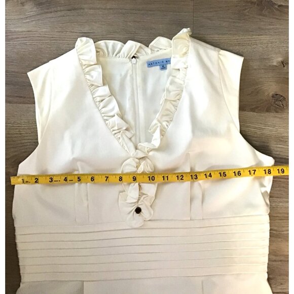 ANTONIO MELANI -WOMENS MIDI V-NECK RUFFLE BACK ZIP-UP CLOSURE DRESS SIZE 10 - Picture 4 of 6